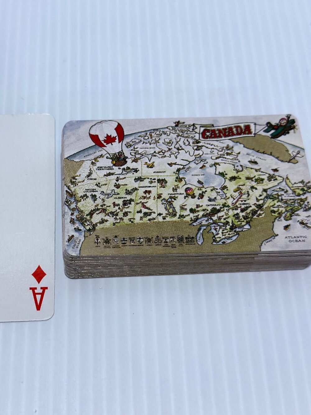 Vintage Canada Map Souvenir Playing Cards Deck Illustrated Cartoon Travel